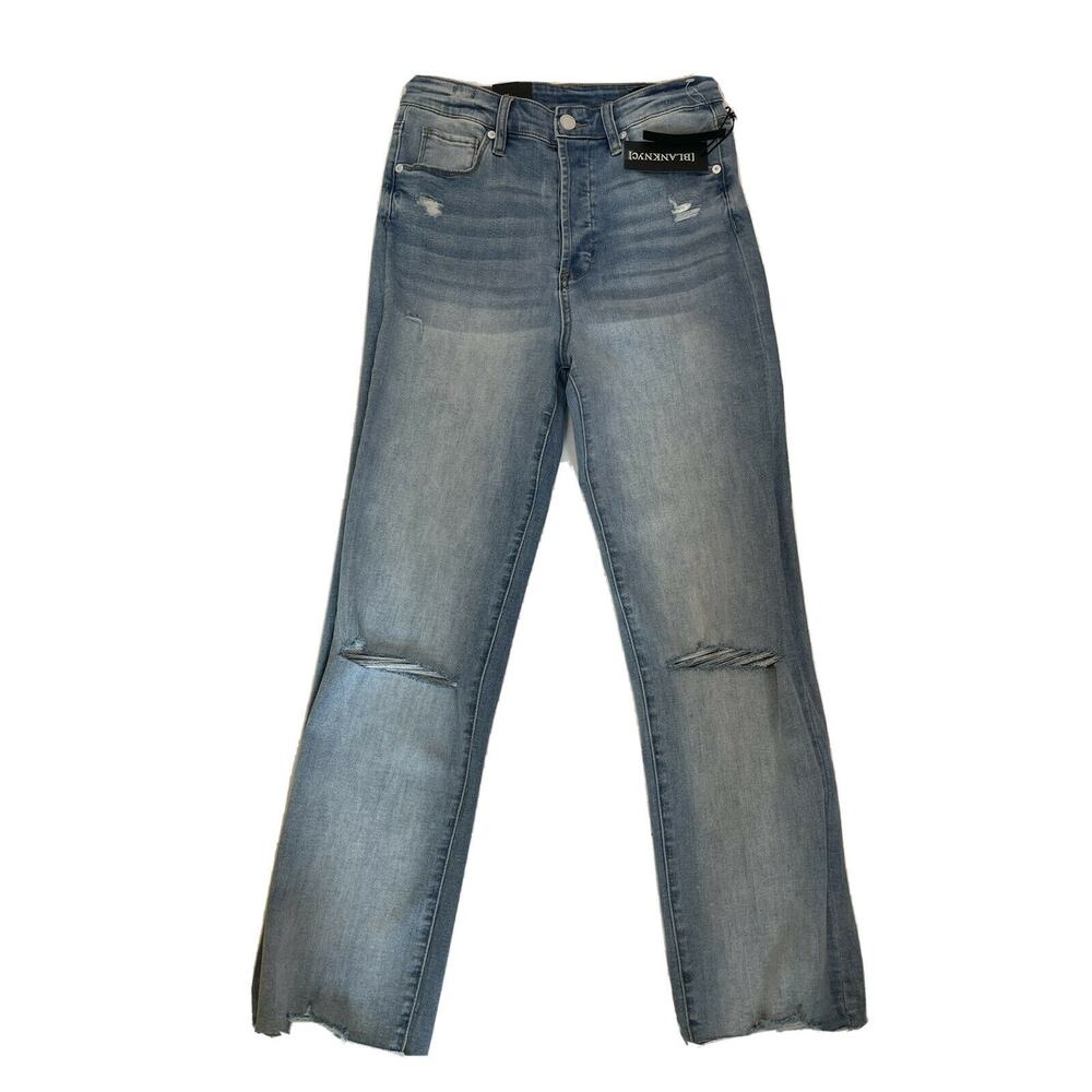 Blank NYC The Baxter Ribcage High Rise Fit Straight Leg Distressed Jeans Size 28